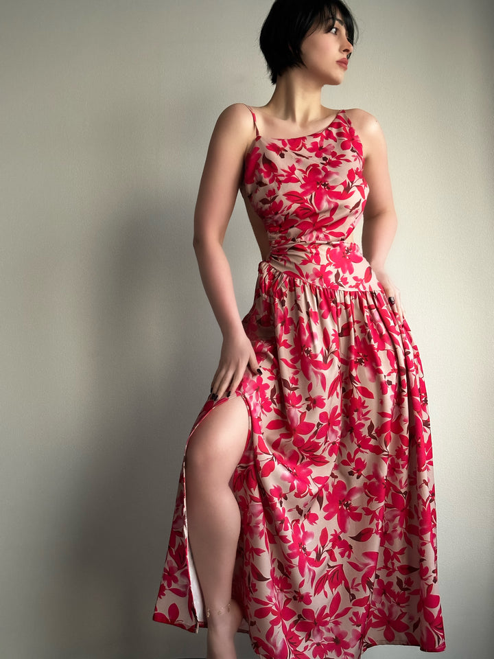 Backless Floral Maxi Dress