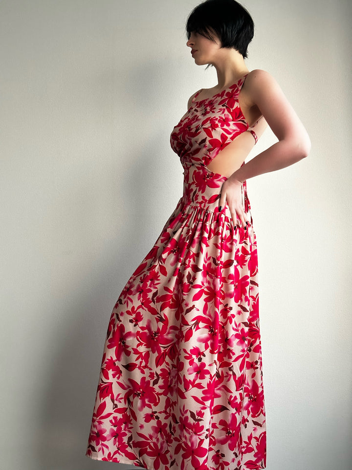 Backless Floral Maxi Dress