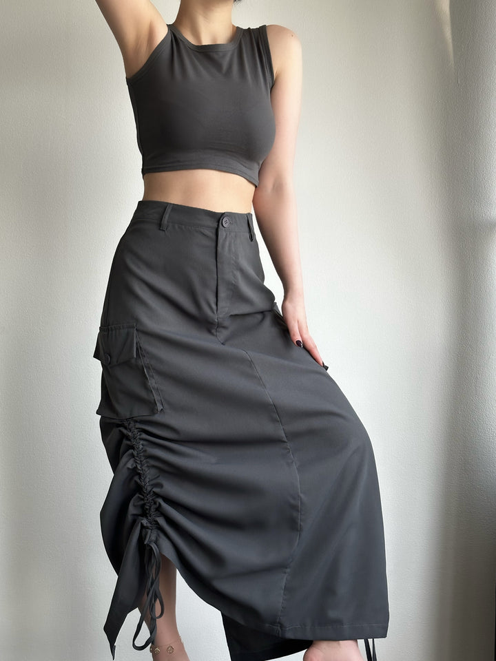 Midi Cargo Slit Skirt