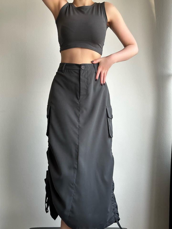 Midi Cargo Slit Skirt