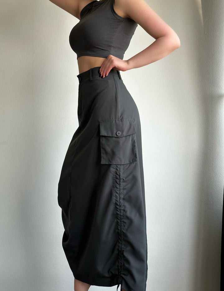 Midi Cargo Slit Skirt