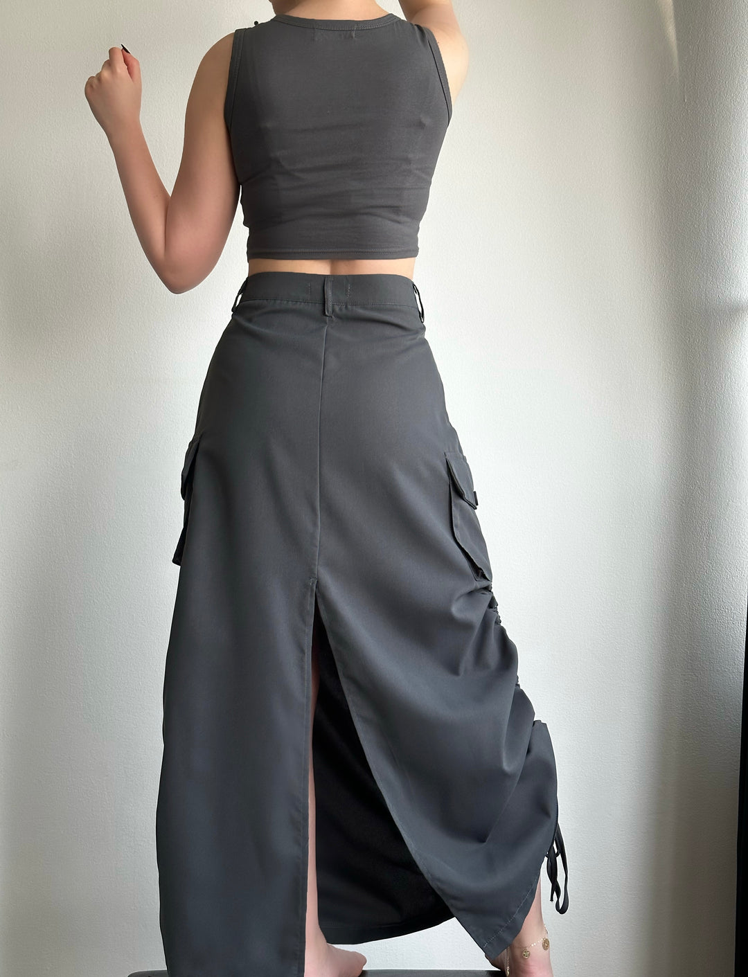 Midi Cargo Slit Skirt